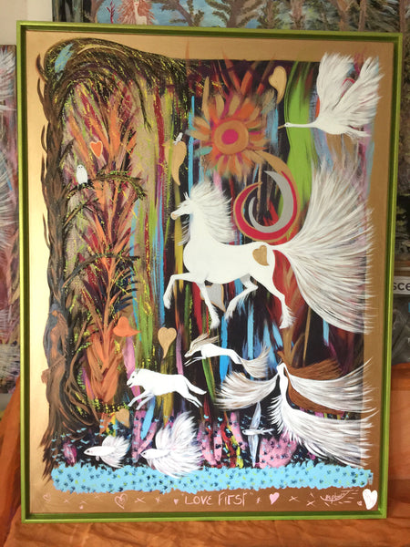 Love First -  Framed canvas, 96 x 126 cm - Unique