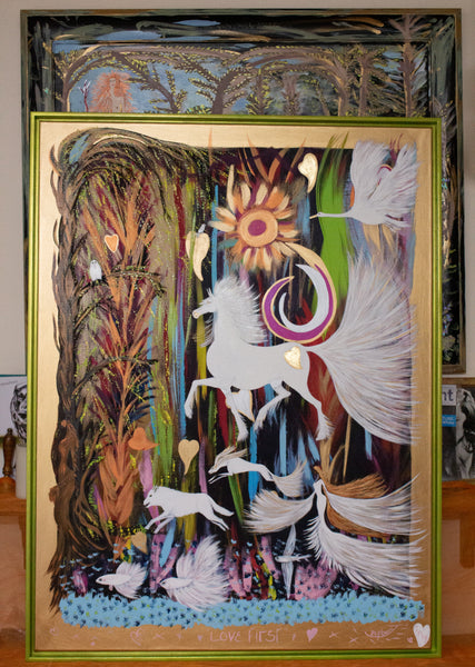 Love First -  Framed canvas, 96 x 126 cm - Unique