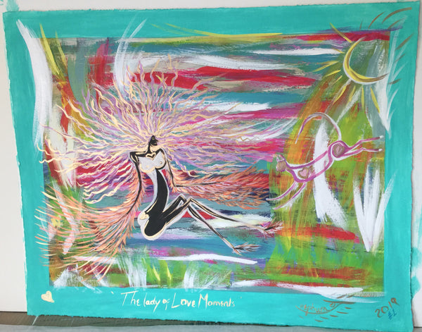 Lady of Love Moments 78.5 x 62.5cm Turquoise border