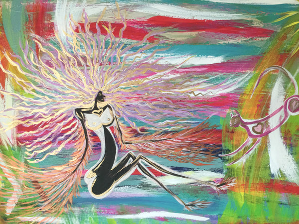 Lady of Love Moments 78.5 x 62.5cm Turquoise border