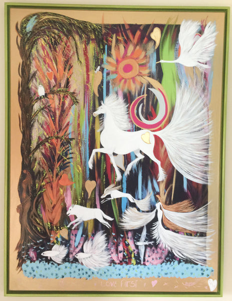 Love First -  Framed canvas, 96 x 126 cm - Unique