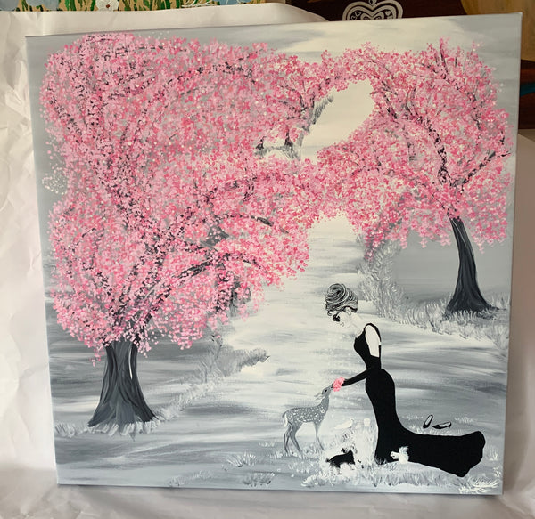 Over The Rainbow - Audrey. On stretcher bars, canvas approx 61.5x61.5cm. Hand embellished, archival, canvas print